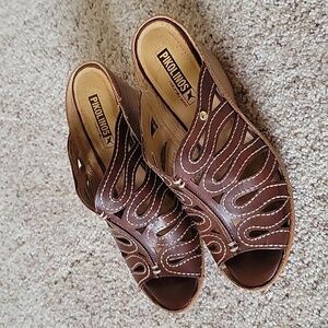 Pikolinos women's leather wedge sandals, brown, size 38 (7)